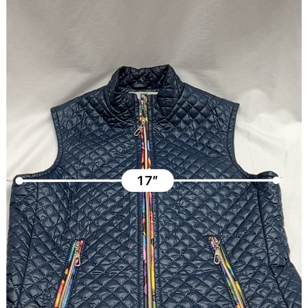 BC Freewill Cropped Micro Puffer Jacket & Vest Size Small Navy Bright Floral - Picture 8 of 12